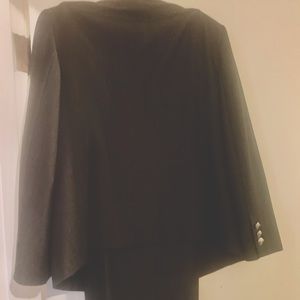 Rayon polyester fully lined women suit gray. Shaped firm shoulders a slim look.